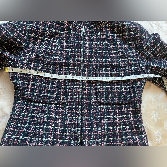 Chanel 13K Runway Navy Multi-Color Tweed High Collar Jacket Blazer Plus Sz. 46 - Picture 14 of 16